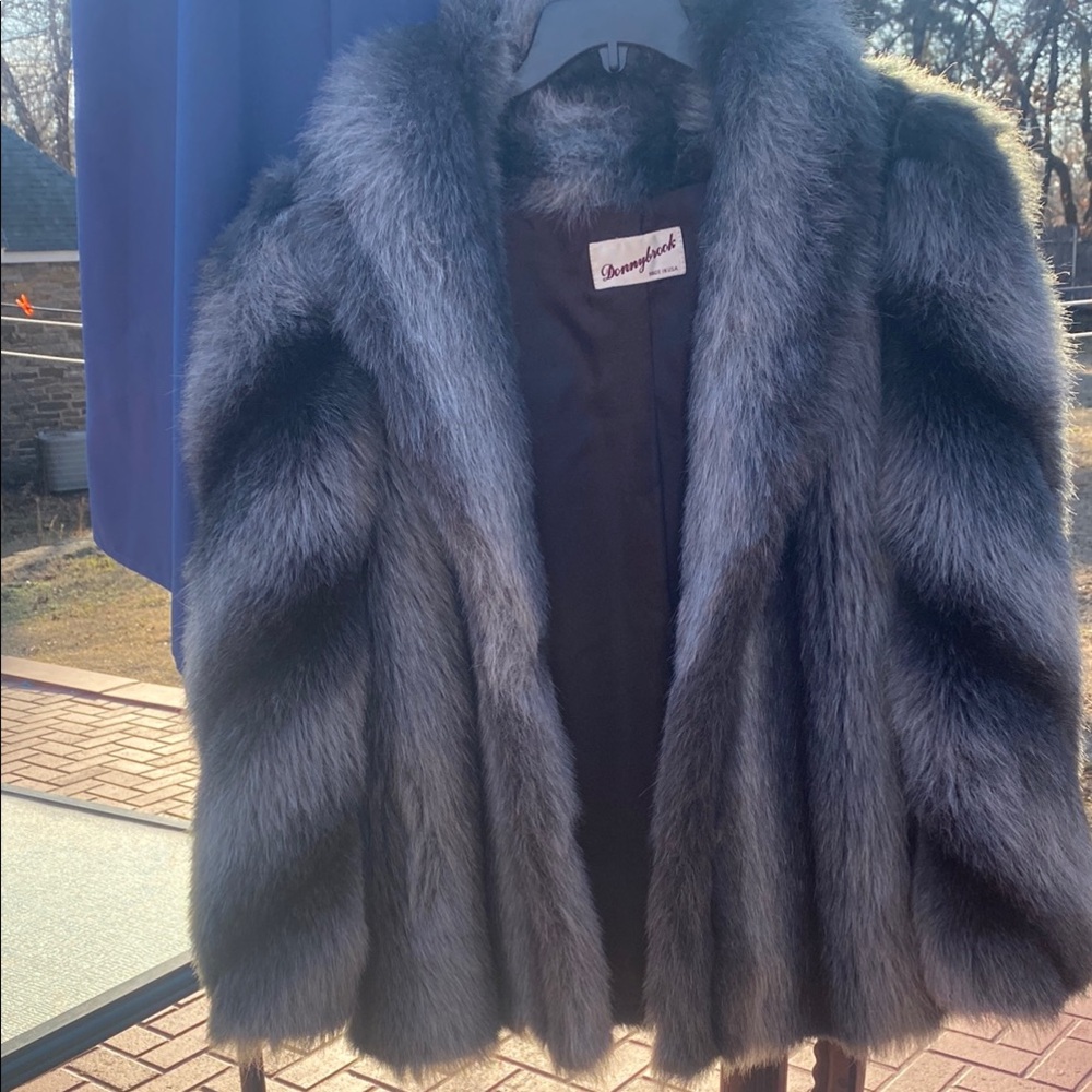 Luxurious Gray Faux Fur Coat